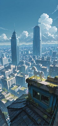 Moss Blue Afternoon City Spring Animal Machine mobile wallpaper / スマホ壁紙