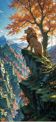 Moss Blue Afternoon Mountain Autumn Animal Machine mobile wallpaper / スマホ壁紙