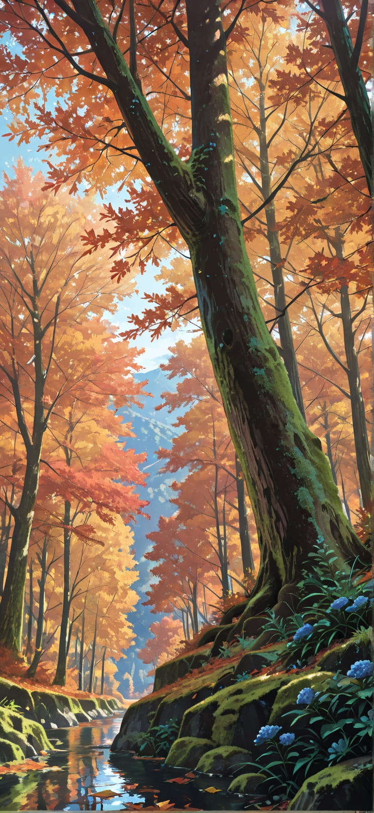 Moss Blue Afternoon Nature Autumn mobile wallpaper / スマホ壁紙