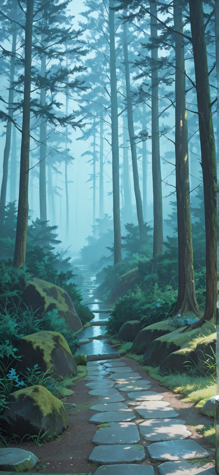 Moss Blue Afternoon Nature Spring mobile wallpaper / スマホ壁紙