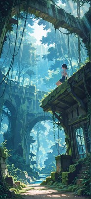 Moss Blue Afternoon Nature Summer mobile wallpaper / スマホ壁紙