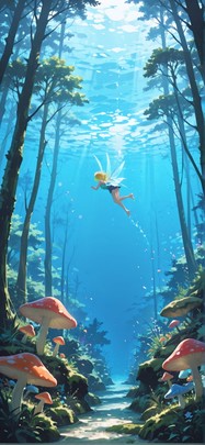 Moss Blue Afternoon Sea Summer Animal mobile wallpaper / スマホ壁紙