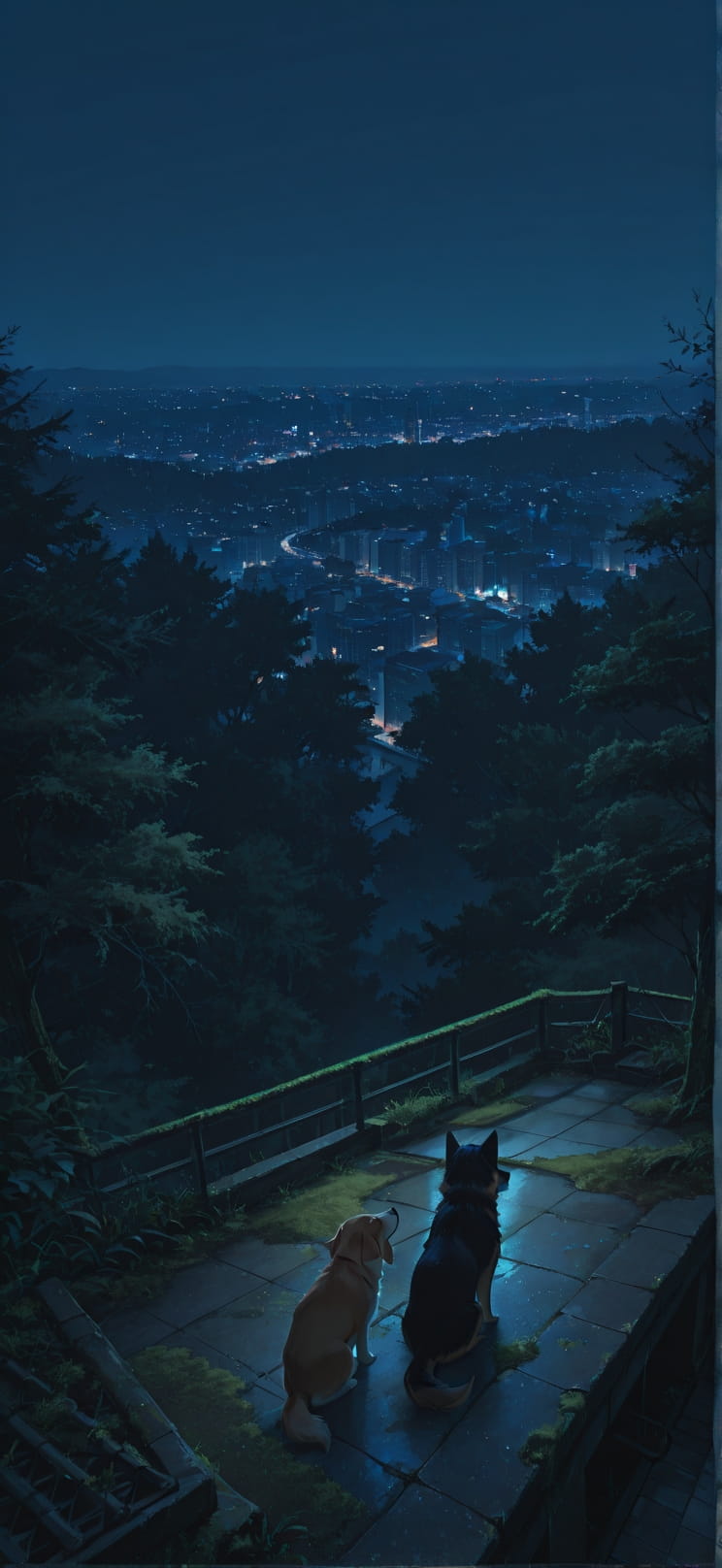 Moss Blue Night Nature Spring Animal mobile wallpaper / スマホ壁紙