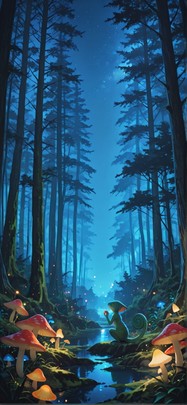 Moss Blue Night Nature Summer Animal mobile wallpaper / スマホ壁紙