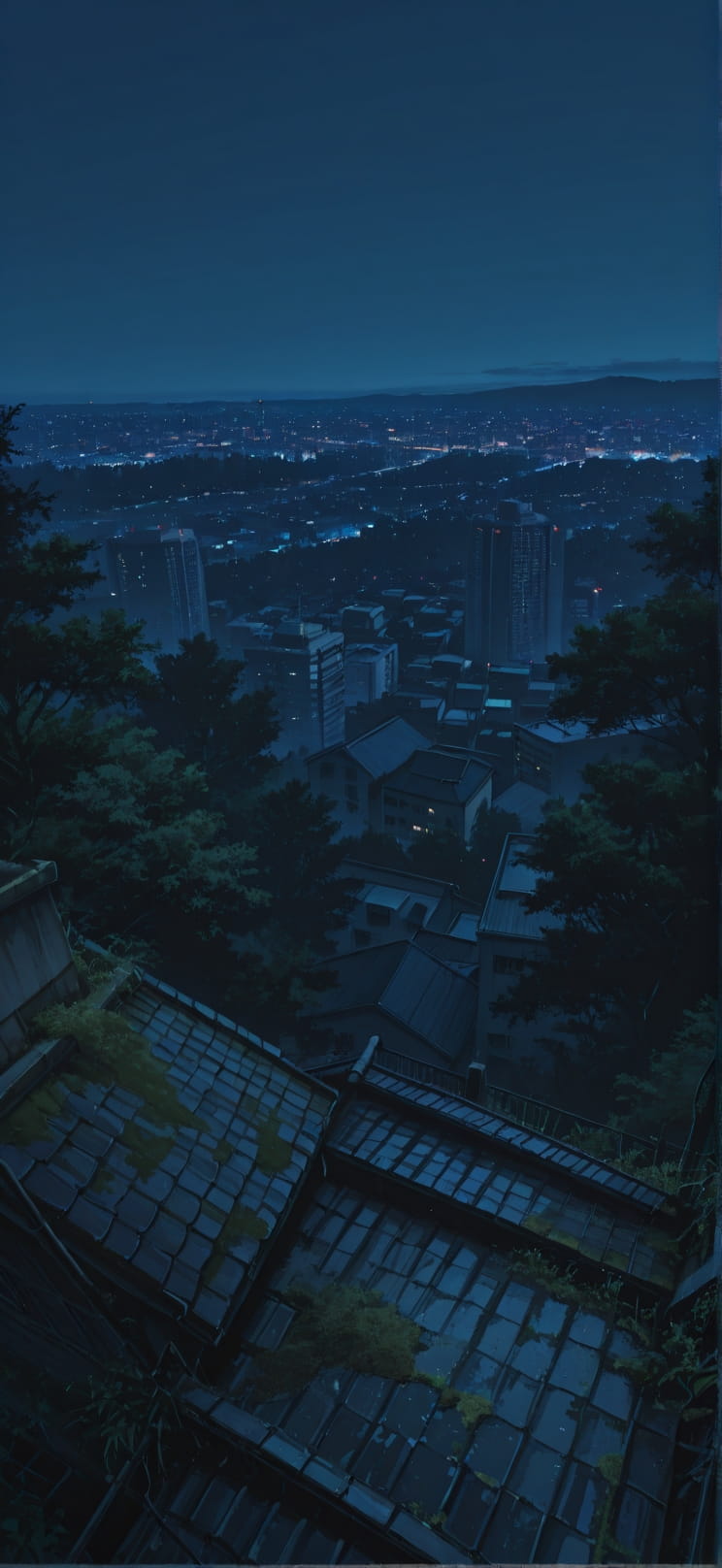 Moss Blue Night Nature Summer mobile wallpaper / スマホ壁紙