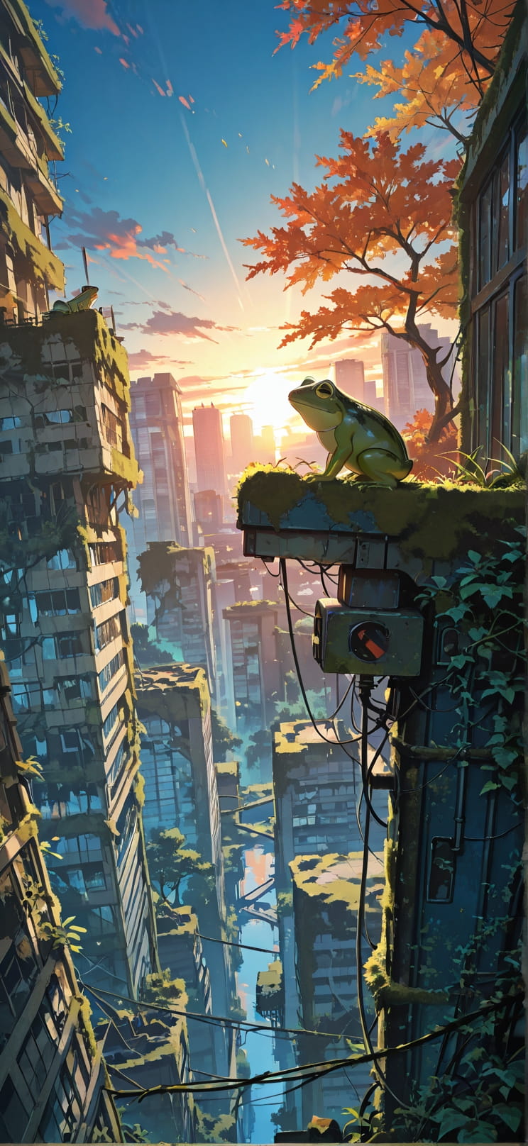 Moss Blue Sunset City Autumn Animal Machine mobile wallpaper / スマホ壁紙