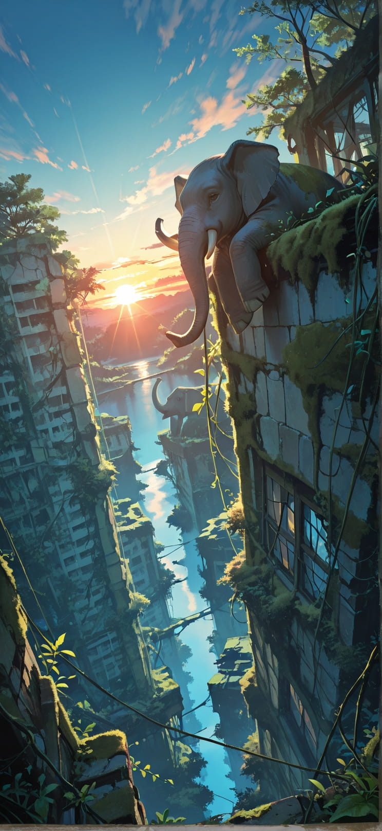 Moss Blue Sunset Sky Summer Animal mobile wallpaper / スマホ壁紙