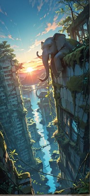 Moss Blue Sunset Sky Summer Animal mobile wallpaper / スマホ壁紙