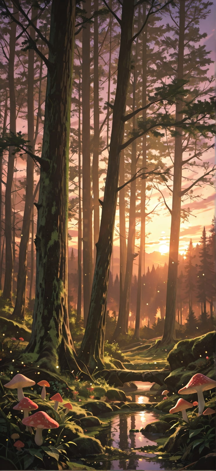 Moss Brown Sunset Nature Spring mobile wallpaper / スマホ壁紙