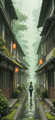 Moss Orange Afternoon City Spring mobile wallpaper / スマホ壁紙