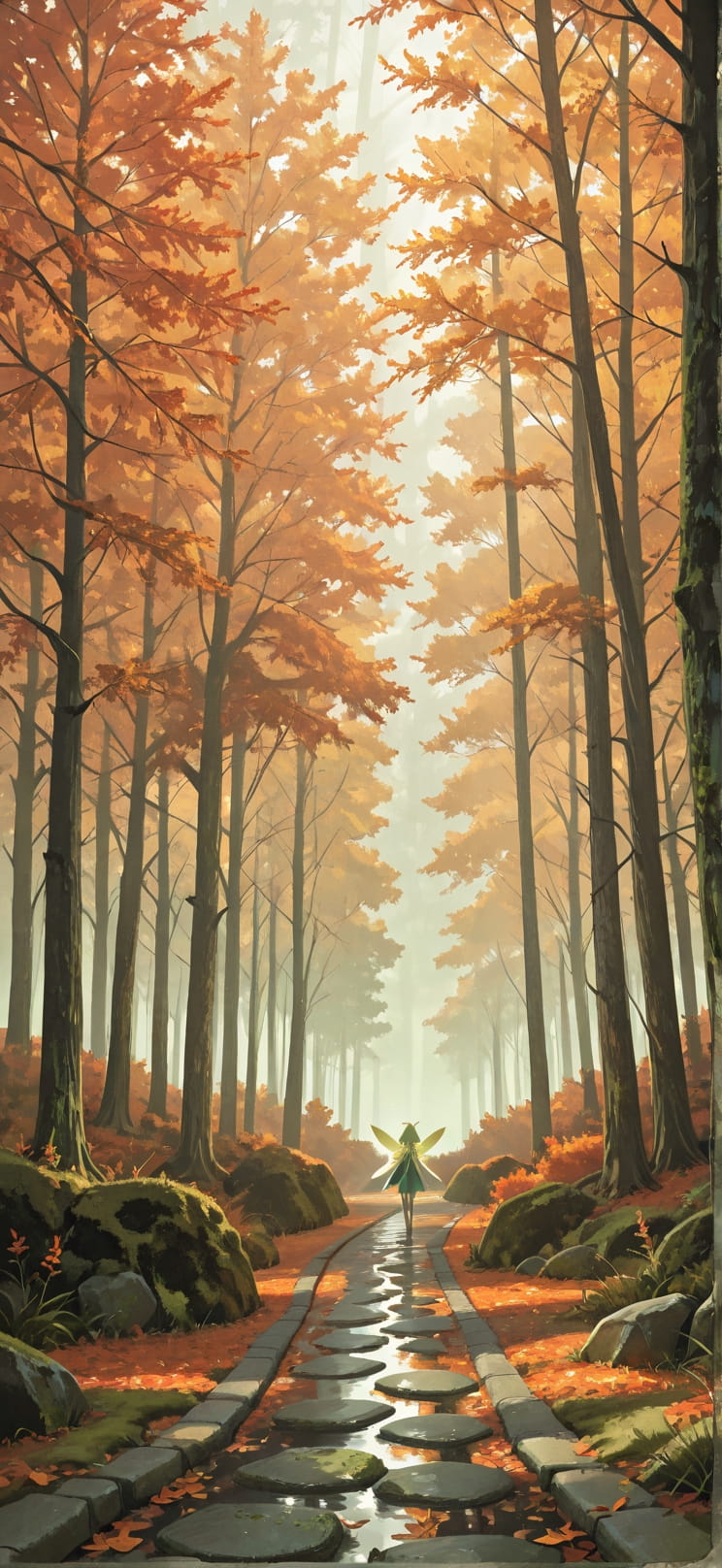 Moss Orange Afternoon Nature Autumn Animal mobile wallpaper / スマホ壁紙