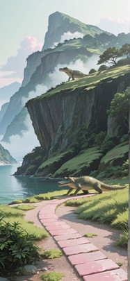 Moss Pink Afternoon Sea Summer Animal mobile wallpaper / スマホ壁紙