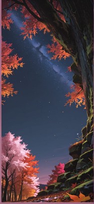 Moss Pink Night Sky Autumn mobile wallpaper / スマホ壁紙