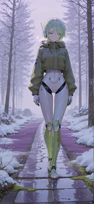 Moss Purple Afternoon City Winter Machine mobile wallpaper / スマホ壁紙