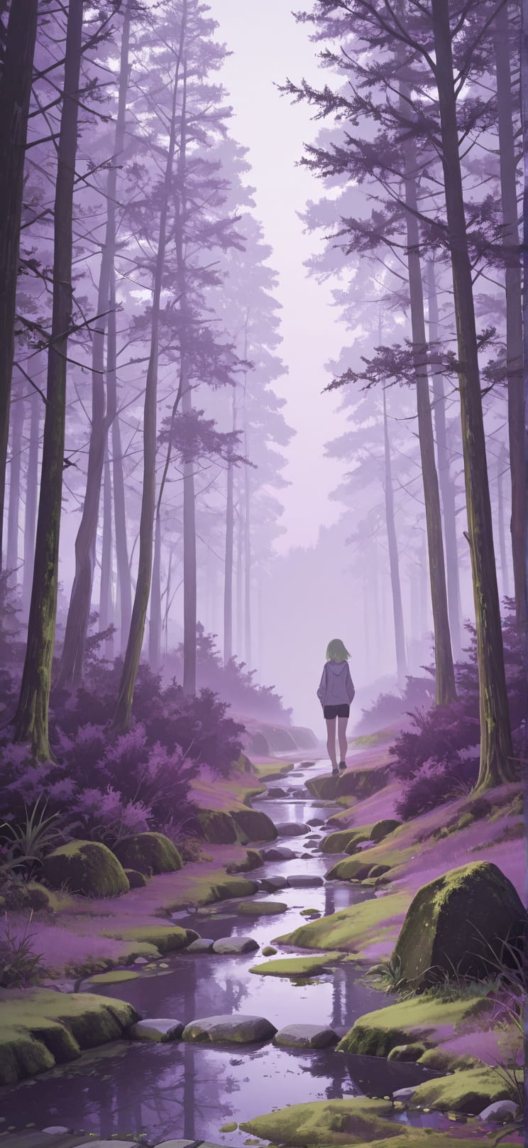 Moss Purple Afternoon Nature Summer mobile wallpaper / スマホ壁紙