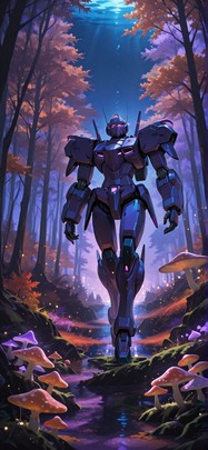 Moss Purple Night Sea Autumn Machine mobile wallpaper / スマホ壁紙