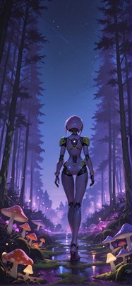 Moss Purple Night Sky Summer Machine mobile wallpaper / スマホ壁紙