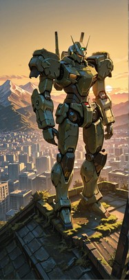 Moss Yellow Sunset Mountain Winter Machine mobile wallpaper / スマホ壁紙