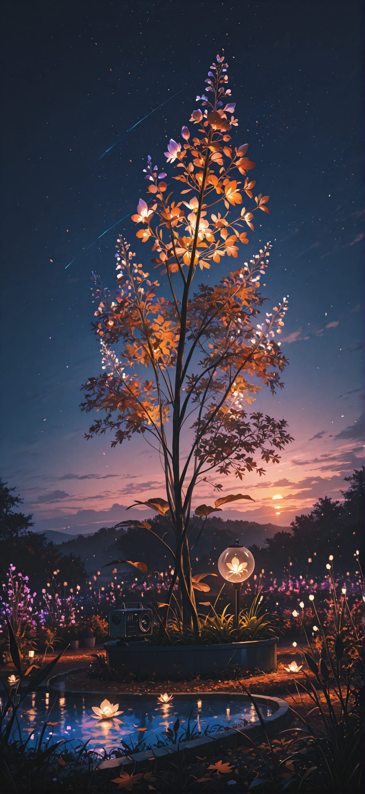 Neon Brown Sunset Sky Autumn Machine mobile wallpaper / スマホ壁紙