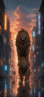 Neon Orange Sunset Nature Summer Animal mobile wallpaper / スマホ壁紙