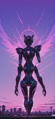 Neon Purple Afternoon City Spring Machine mobile wallpaper / スマホ壁紙