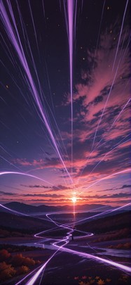 Neon Purple Sunset Sky Autumn mobile wallpaper / スマホ壁紙