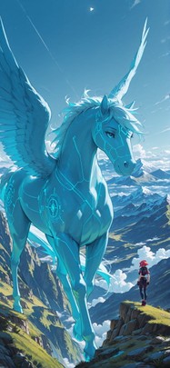 Nextfrontier Blue Afternoon Mountain Summer Animal mobile wallpaper / スマホ壁紙