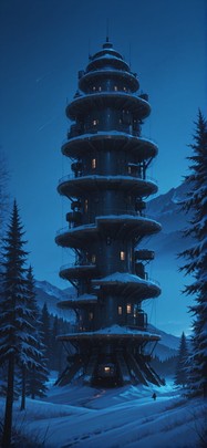 Nextfrontier Blue Night Nature Winter Machine mobile wallpaper / スマホ壁紙