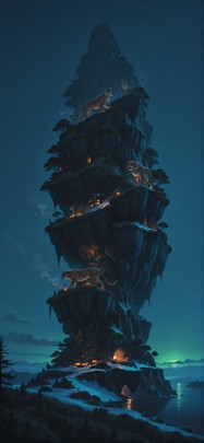 Nextfrontier Green Night Sea Winter Animal mobile wallpaper / スマホ壁紙