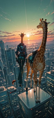 Nextfrontier Green Sunset City Summer Animal mobile wallpaper / スマホ壁紙