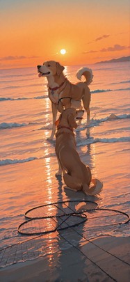 Nextfrontier Orange Afternoon Sea Spring Animal mobile wallpaper / スマホ壁紙