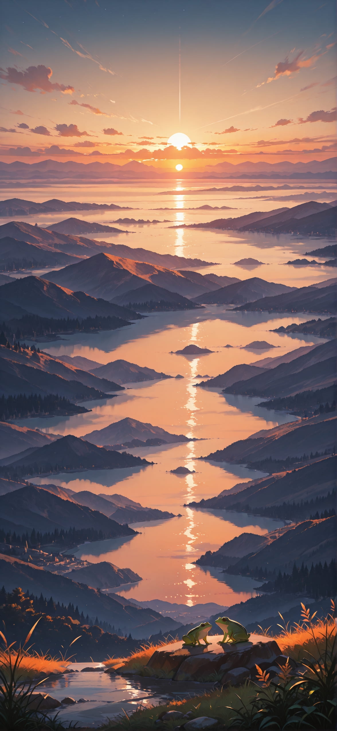 Nextfrontier Orange Sunset Sky Summer Animal mobile wallpaper / スマホ壁紙