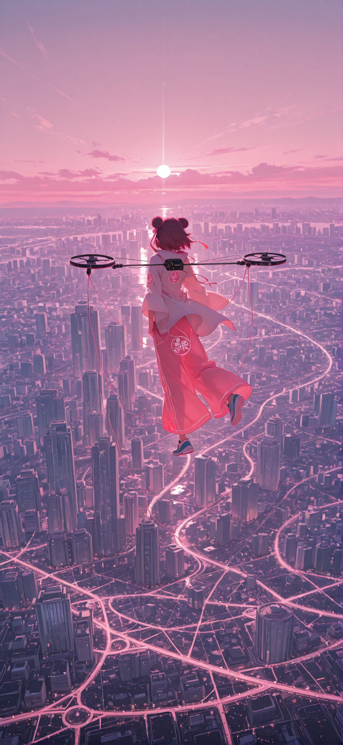 Nextfrontier Pink Afternoon City Summer mobile wallpaper / スマホ壁紙