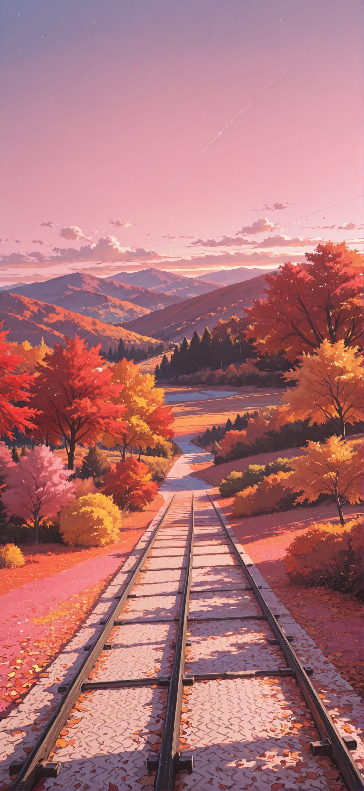 Nextfrontier Pink Afternoon Sky Autumn mobile wallpaper / スマホ壁紙