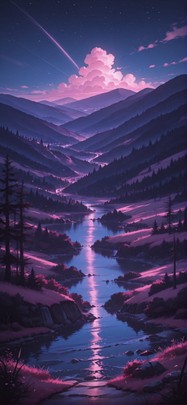 Nextfrontier Pink Night Nature Summer mobile wallpaper / スマホ壁紙