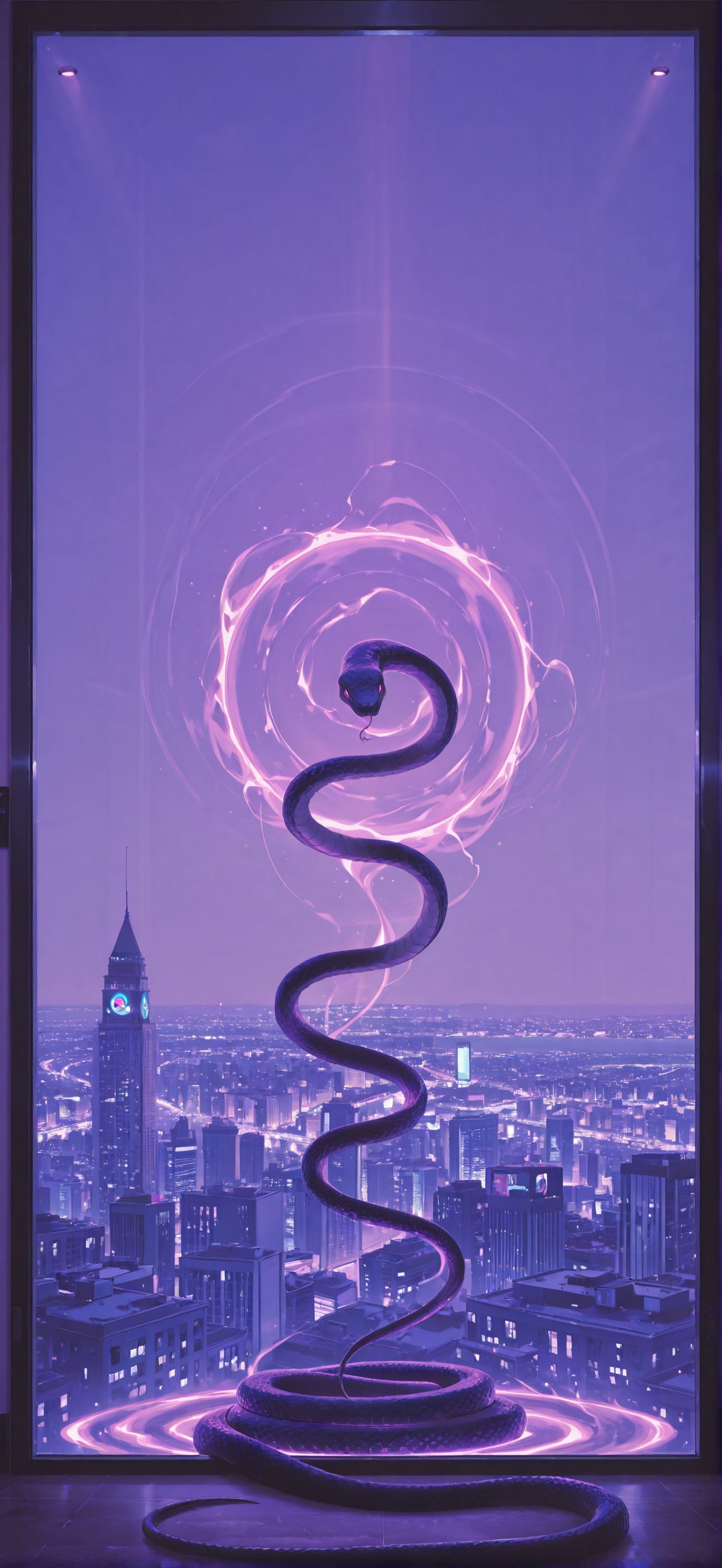 Nextfrontier Purple Afternoon City Winter Animal mobile wallpaper / スマホ壁紙