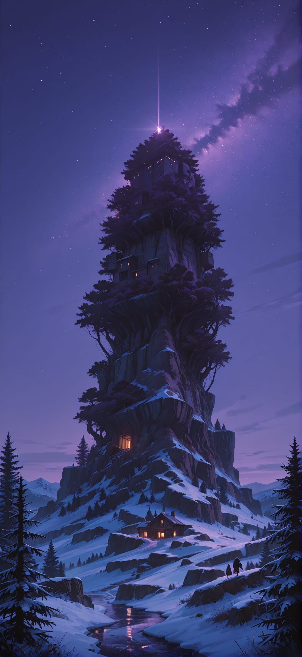 Nextfrontier Purple Night Nature Winter mobile wallpaper / スマホ壁紙