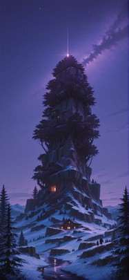 Nextfrontier Purple Night Nature Winter mobile wallpaper / スマホ壁紙