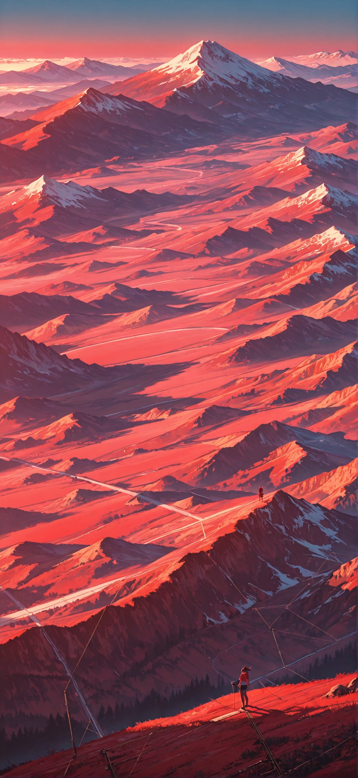 Nextfrontier Red Afternoon Mountain Summer mobile wallpaper / スマホ壁紙