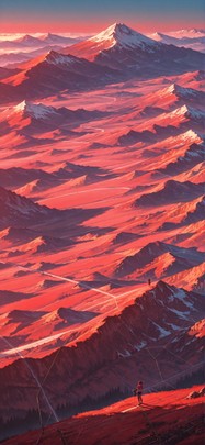 Nextfrontier Red Afternoon Mountain Summer mobile wallpaper / スマホ壁紙