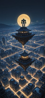 Nextfrontier Yellow Night City Winter Machine mobile wallpaper / スマホ壁紙