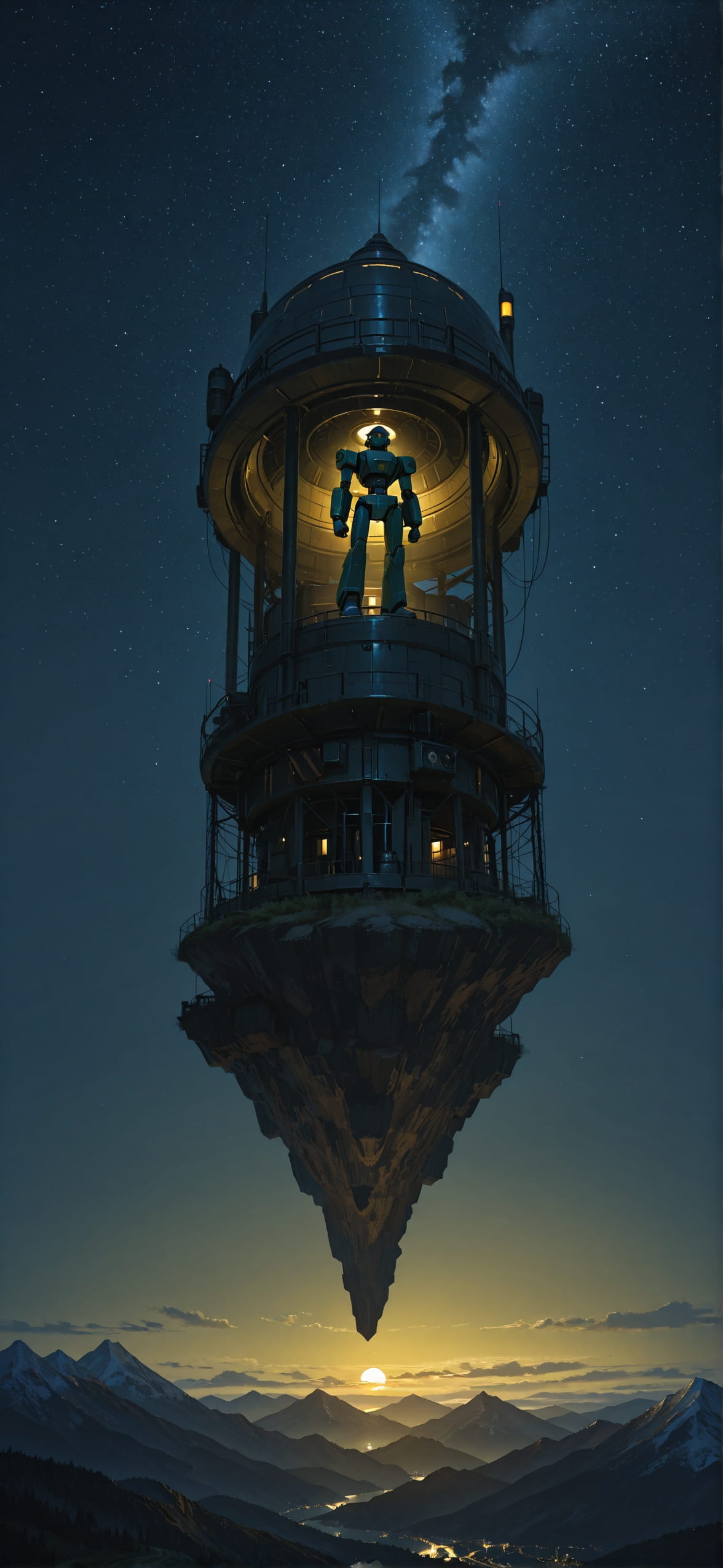 Nextfrontier Yellow Night Mountain Summer Machine mobile wallpaper / スマホ壁紙