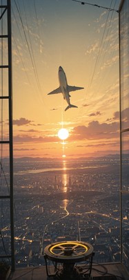 Nextfrontier Yellow Sunset City Summer Animal Machine mobile wallpaper / スマホ壁紙