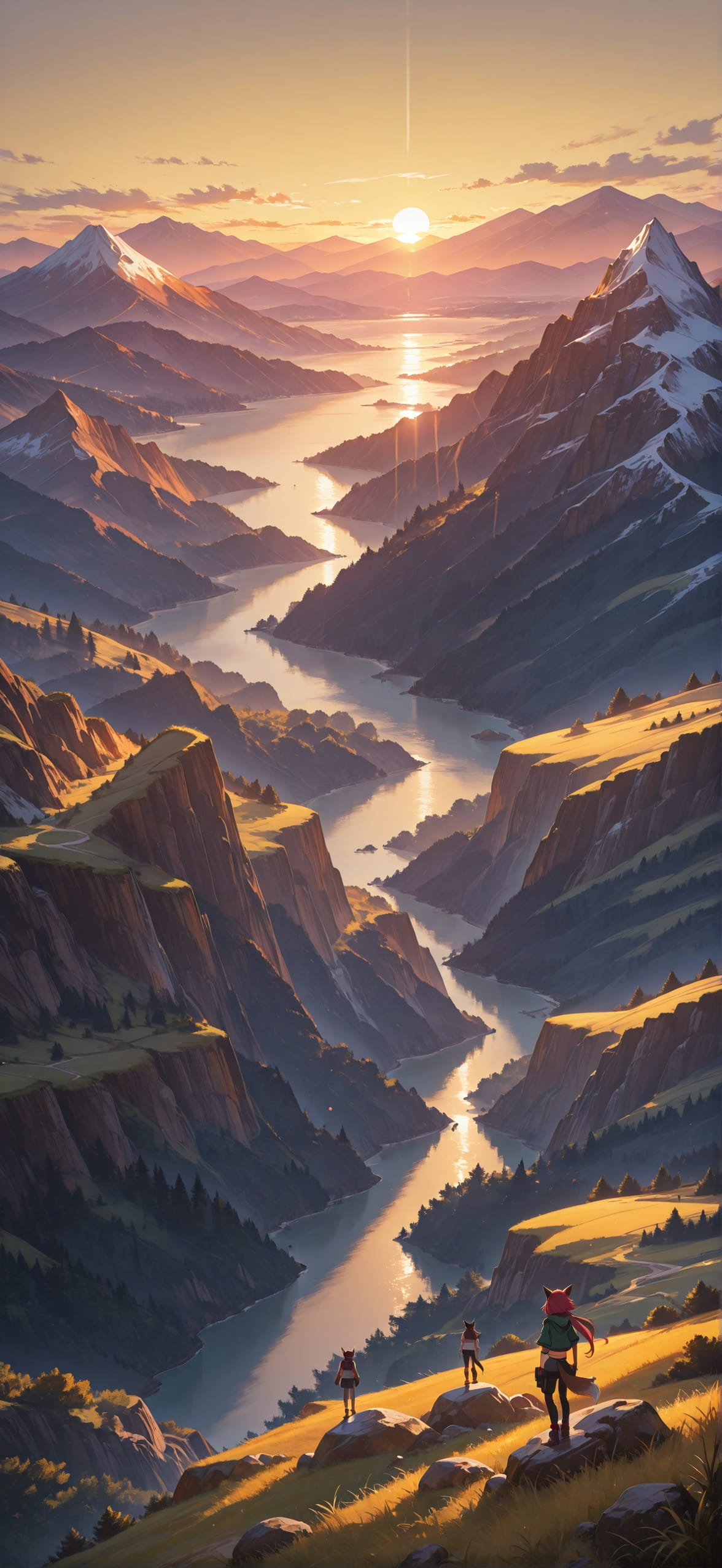 Nextfrontier Yellow Sunset Mountain Summer mobile wallpaper / スマホ壁紙