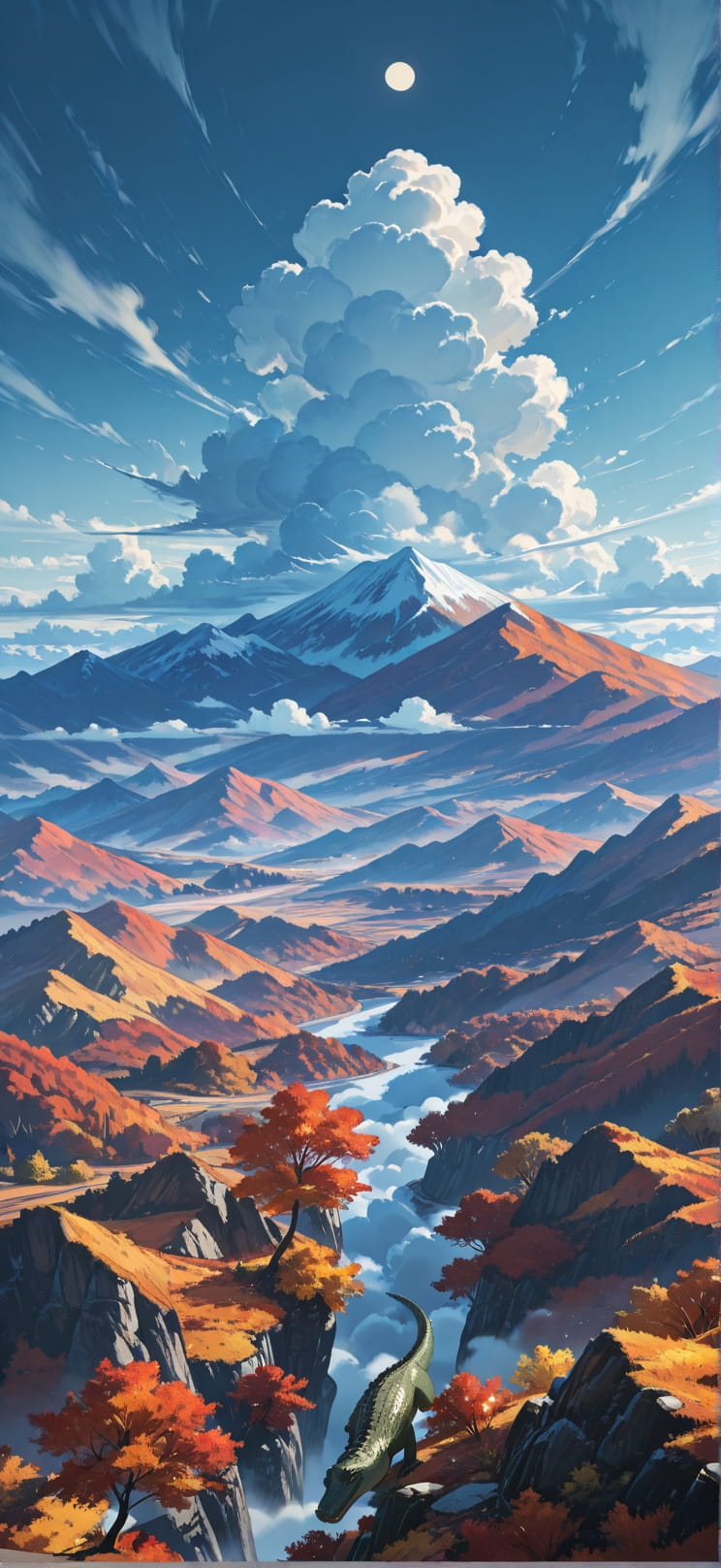 Nimbus Blue Afternoon Mountain Autumn Animal mobile wallpaper / スマホ壁紙