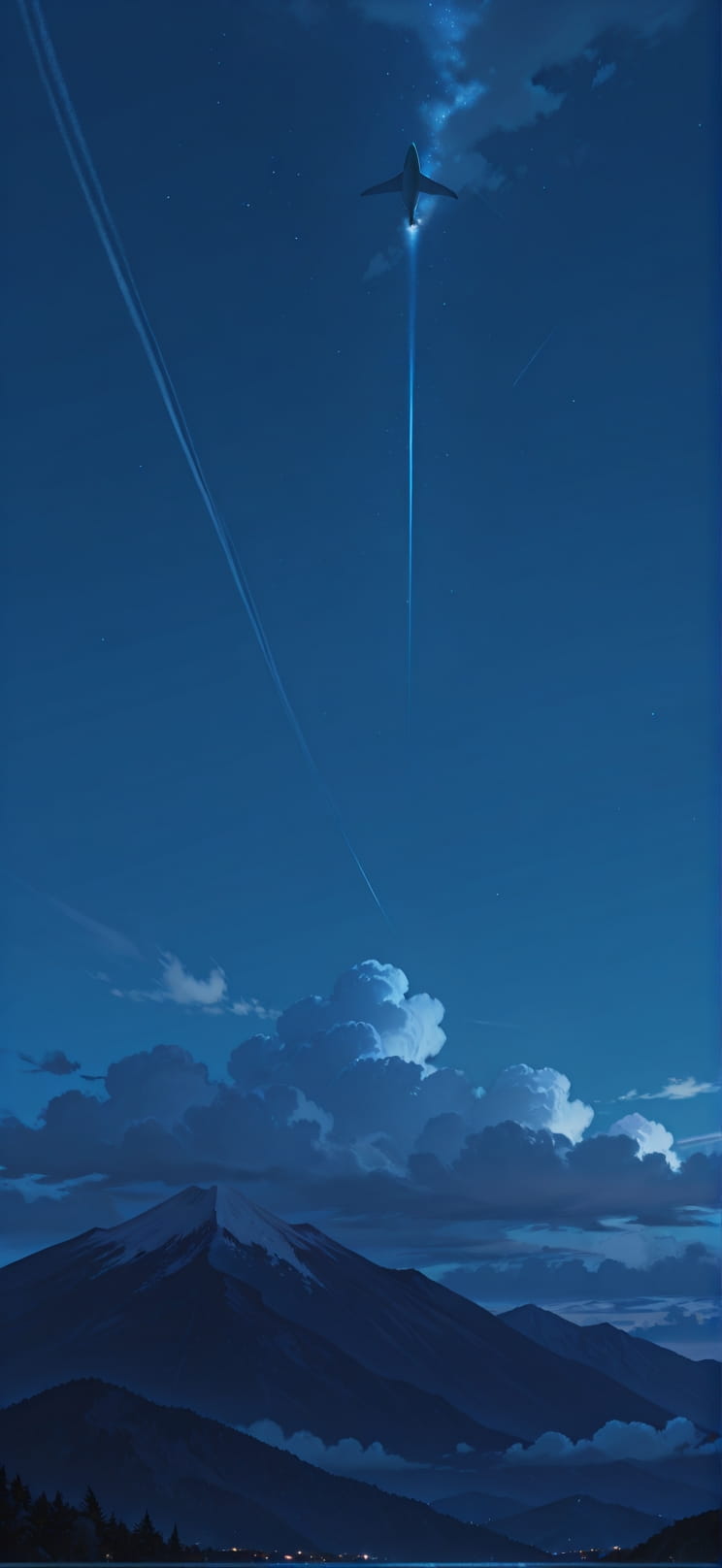 Nimbus Blue Night Mountain Summer Animal mobile wallpaper / スマホ壁紙