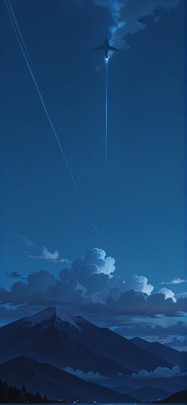 Nimbus Blue Night Mountain Summer Animal mobile wallpaper / スマホ壁紙