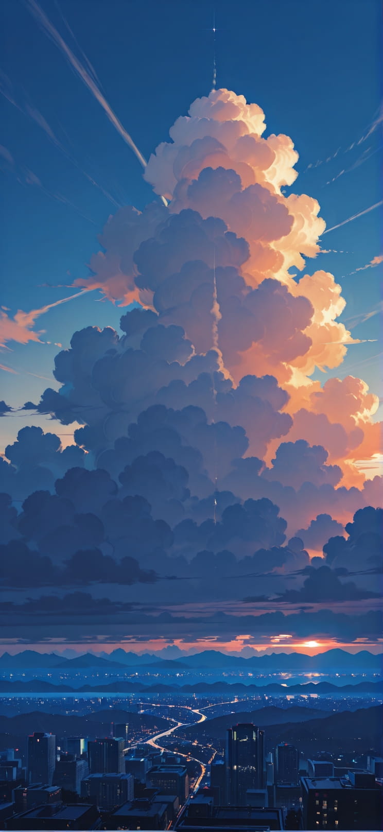 Nimbus Blue Sunset City Spring Machine mobile wallpaper / スマホ壁紙