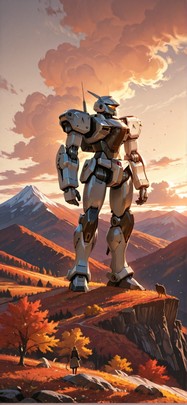 Nimbus Brown Afternoon Mountain Autumn Machine mobile wallpaper / スマホ壁紙