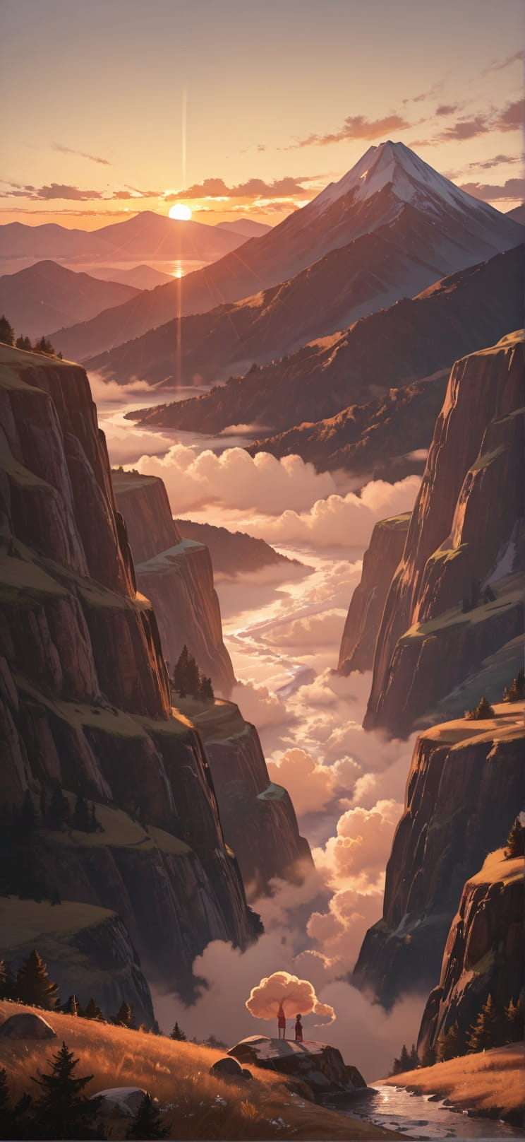 Nimbus Brown Afternoon Mountain Summer mobile wallpaper / スマホ壁紙